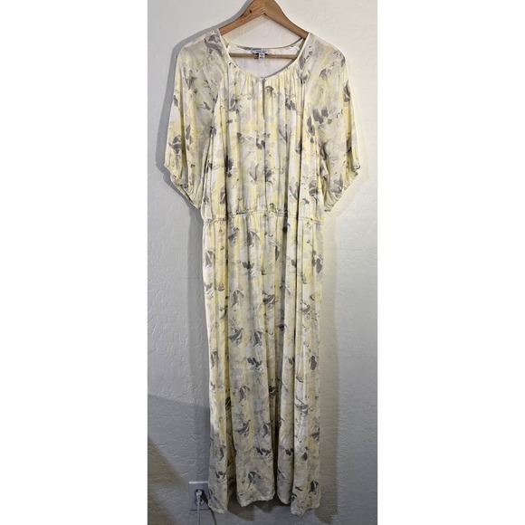 Nine West Dresses & Skirts - Nine West Womans Cottagecore Floral Maxi Dress Size 2X Boho Beachy Yellow Lined